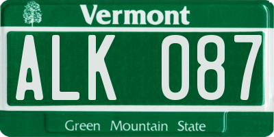 VT license plate ALK087
