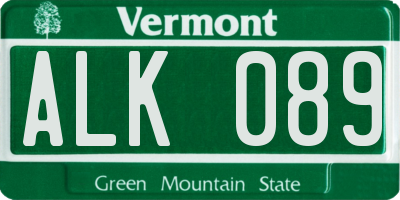 VT license plate ALK089