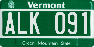 VT license plate ALK091