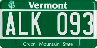 VT license plate ALK093
