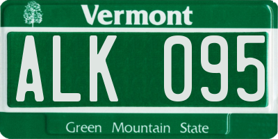 VT license plate ALK095