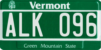 VT license plate ALK096