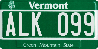 VT license plate ALK099
