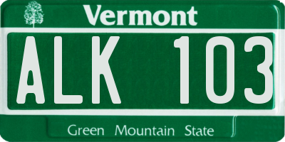 VT license plate ALK103