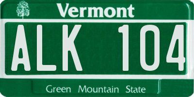 VT license plate ALK104