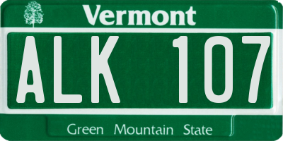 VT license plate ALK107