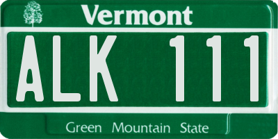 VT license plate ALK111