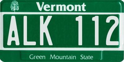 VT license plate ALK112
