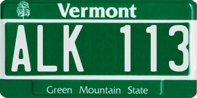 VT license plate ALK113