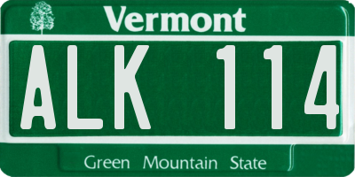 VT license plate ALK114
