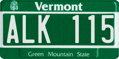 VT license plate ALK115