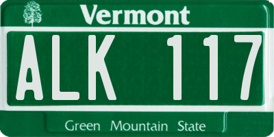 VT license plate ALK117