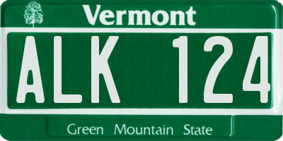 VT license plate ALK124