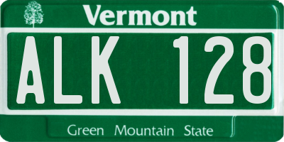 VT license plate ALK128