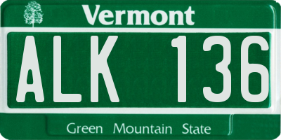 VT license plate ALK136