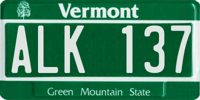 VT license plate ALK137