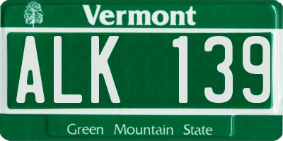 VT license plate ALK139