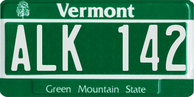 VT license plate ALK142