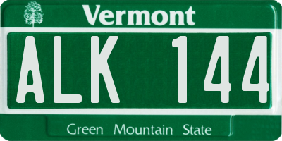VT license plate ALK144