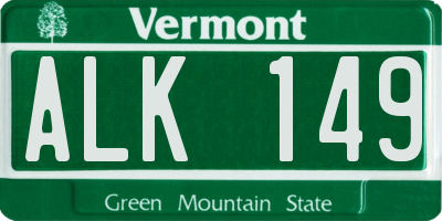 VT license plate ALK149