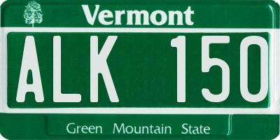 VT license plate ALK150
