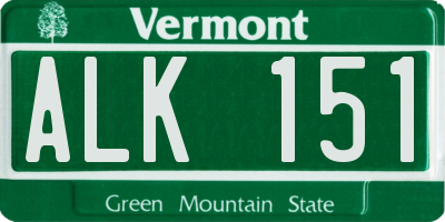 VT license plate ALK151
