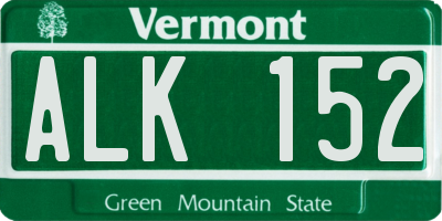 VT license plate ALK152