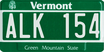 VT license plate ALK154