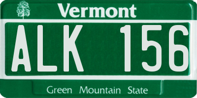 VT license plate ALK156