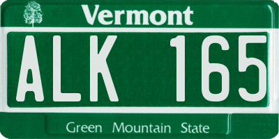 VT license plate ALK165