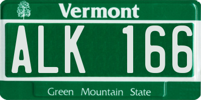 VT license plate ALK166