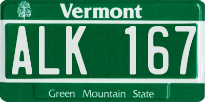 VT license plate ALK167