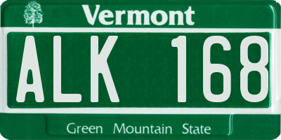 VT license plate ALK168