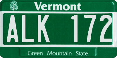 VT license plate ALK172