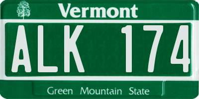 VT license plate ALK174