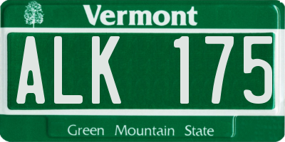 VT license plate ALK175