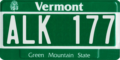 VT license plate ALK177