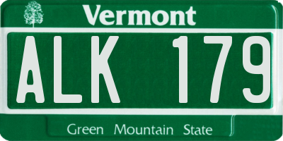VT license plate ALK179