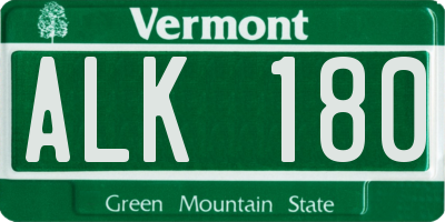 VT license plate ALK180