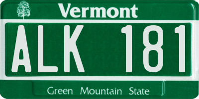 VT license plate ALK181