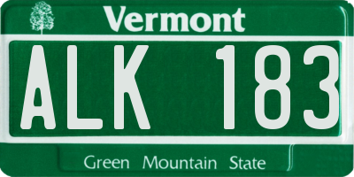 VT license plate ALK183