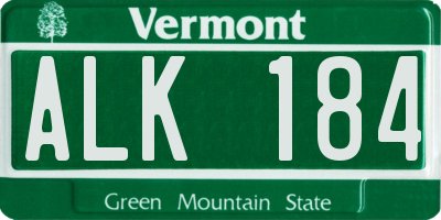 VT license plate ALK184