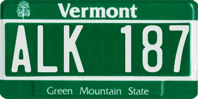 VT license plate ALK187