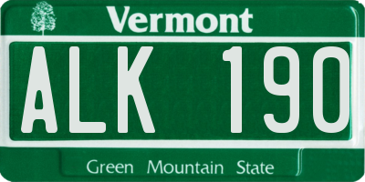 VT license plate ALK190