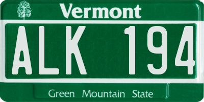 VT license plate ALK194