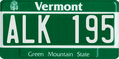 VT license plate ALK195