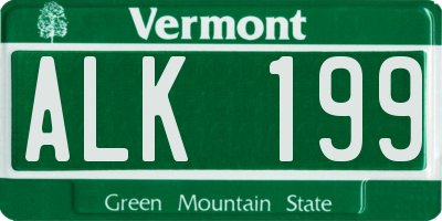 VT license plate ALK199