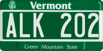 VT license plate ALK202