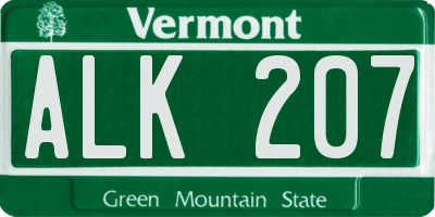 VT license plate ALK207