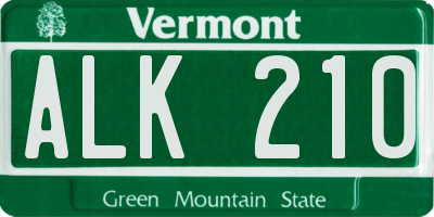 VT license plate ALK210